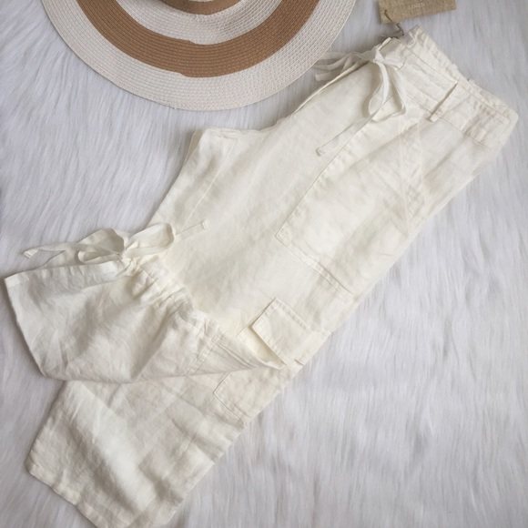 100% Linen Cargo Capris - Picture 2 of 5